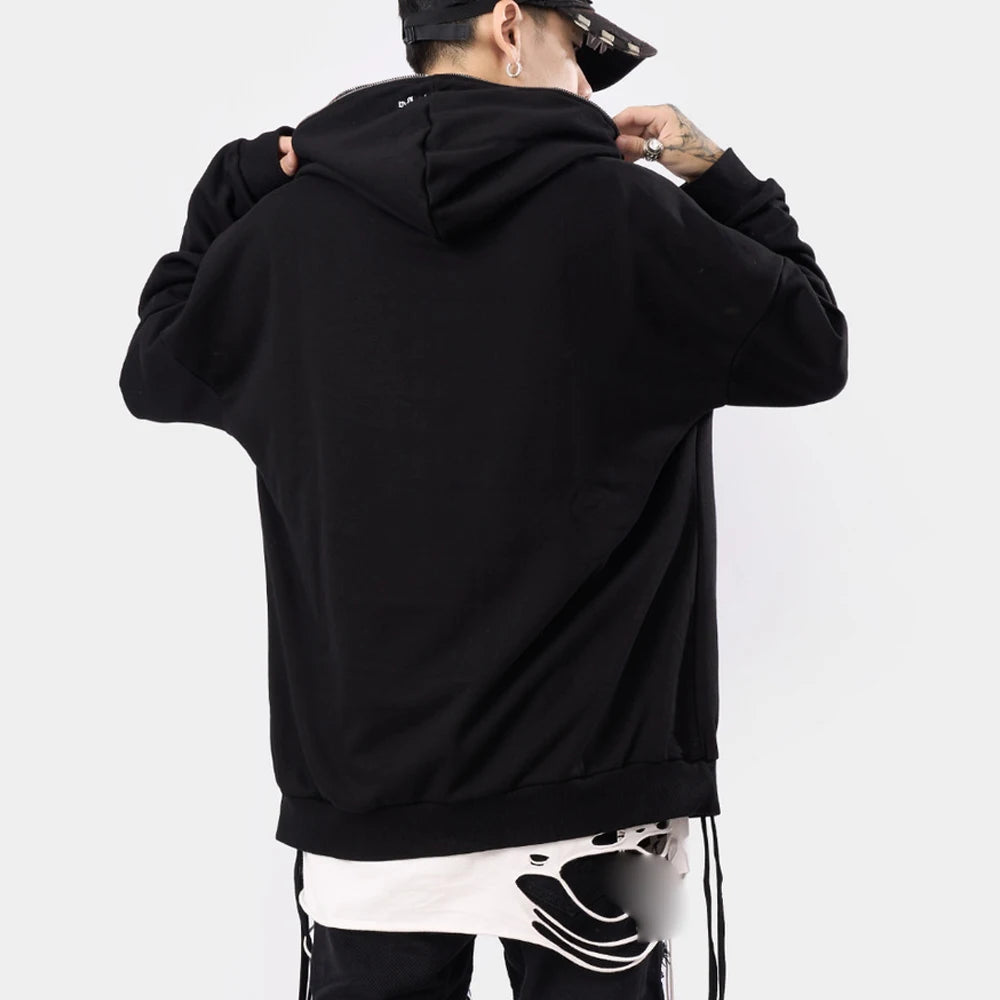 Men Retro Zip Up Long Sleeve Loose Jacket