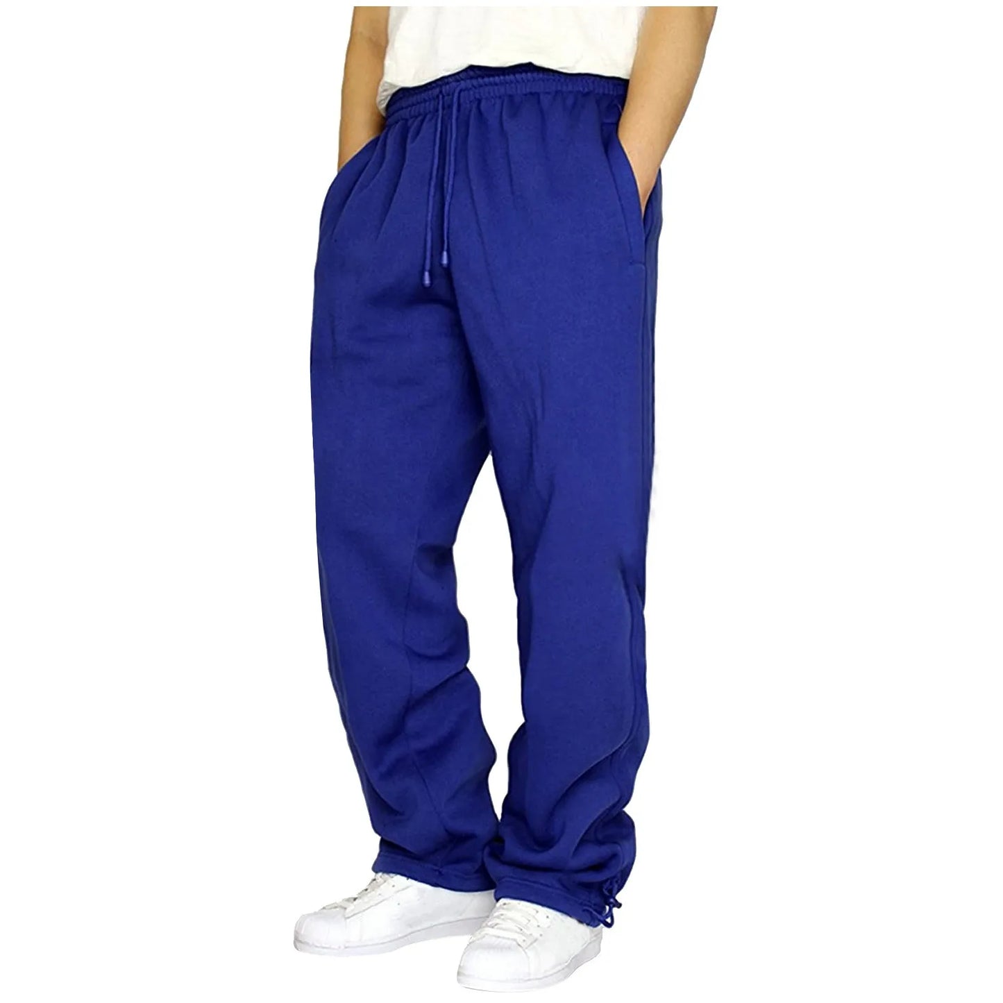 Black Plain Sweatpants Straight Leisure Workout Trousers