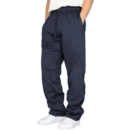 Black Plain Sweatpants Straight Leisure Workout Trousers