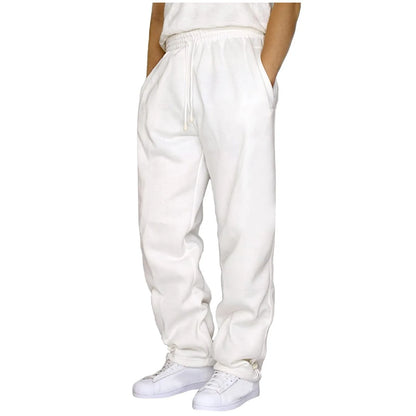 Black Plain Sweatpants Straight Leisure Workout Trousers