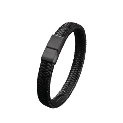 Black PU Leather Magnetic Bracelet